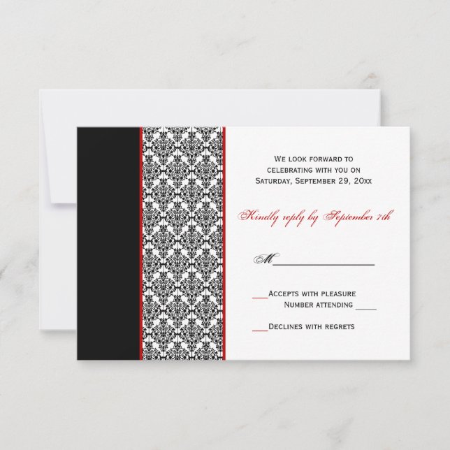 Tarjeta de respuesta de Damasco Negro Blanco Rojo (Anverso)