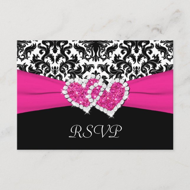 Tarjeta de respuesta de damasco negro, blanco, ros (Anverso)