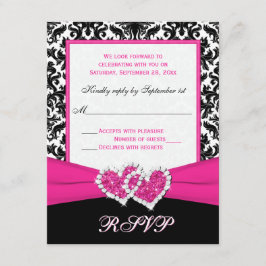 Tarjeta de respuesta de damasco negro, blanco, ros