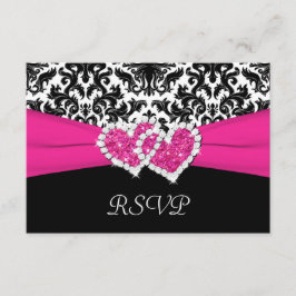 Tarjeta de respuesta de damasco negro, blanco y ro