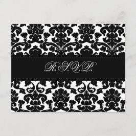 Tarjeta de respuesta de damasco negro y blanco