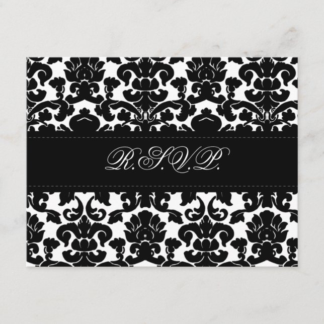 Tarjeta de respuesta de damasco negro y blanco (Anverso)