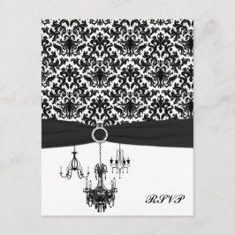 Tarjeta de respuesta de Damasco Negro y Blanco con