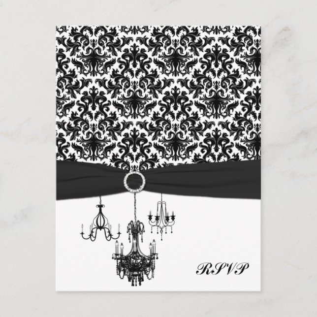 Tarjeta de respuesta de Damasco Negro y Blanco con (Anverso)