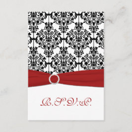 Tarjeta de respuesta de damasco rojo, blanco y neg