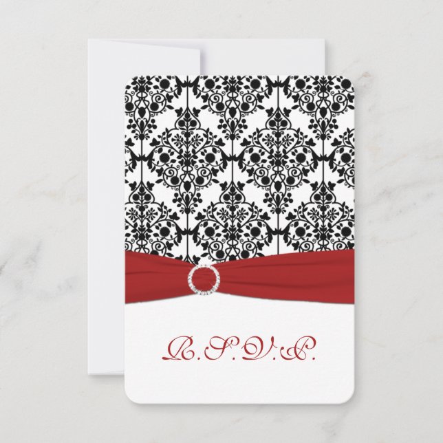Tarjeta de respuesta de damasco rojo, blanco y neg (Anverso)