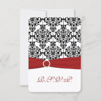 Tarjeta de respuesta de damasco rojo, blanco y neg
