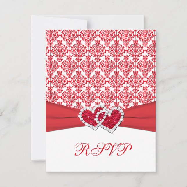 Tarjeta de respuesta de damasco rojo y blanco con  (Anverso)