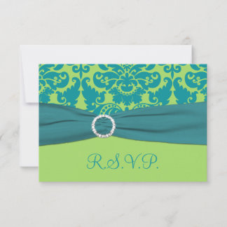 Tarjeta de respuesta de Damasco Turquesa RIBBON Gr