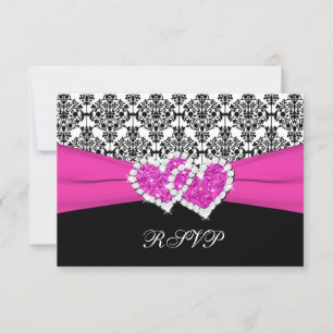 Tarjeta de respuesta de Damasco y Corazones Negro,