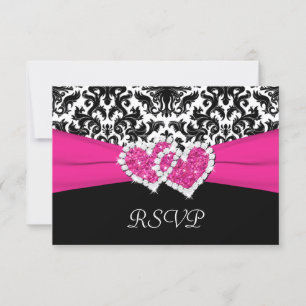 Tarjeta de respuesta de Damasco y Corazones Negro,