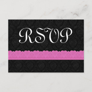 Tarjeta de respuesta de Damask and Lace RSVP V043