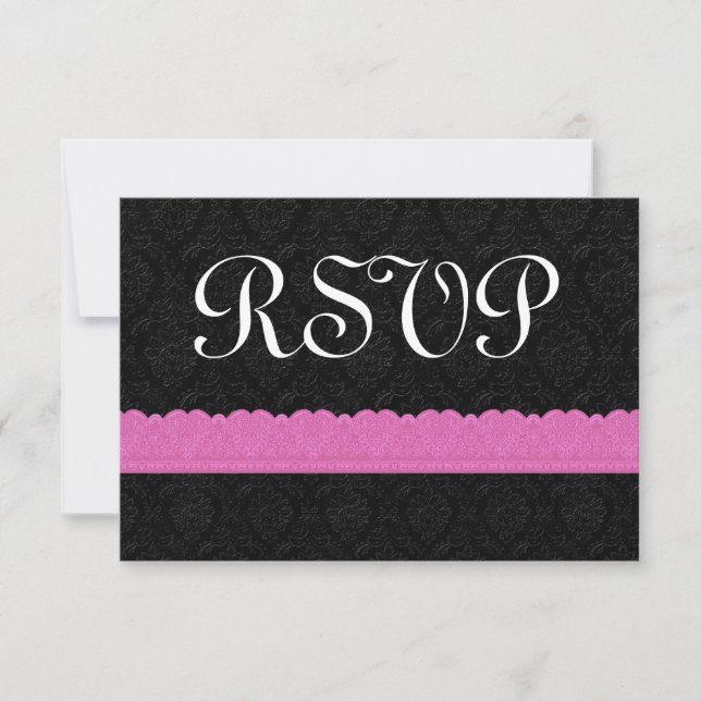 Tarjeta de respuesta de Damask and Lace RSVP V043 (Anverso)