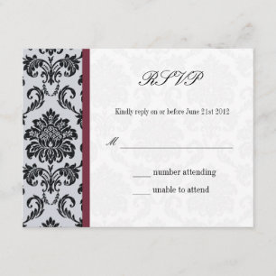 Tarjeta de respuesta de Damask Burgundy Boda