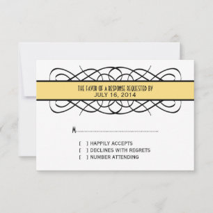 Tarjeta de respuesta de deco amarillo floreciente