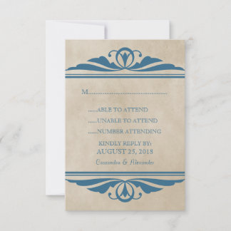 Tarjeta de respuesta de deco azul elegante