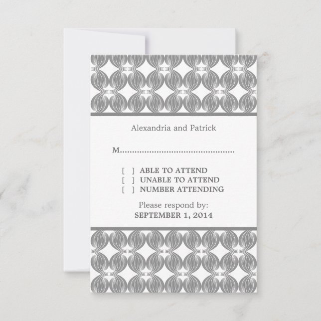 Tarjeta de respuesta de deco gris moderno (Anverso)