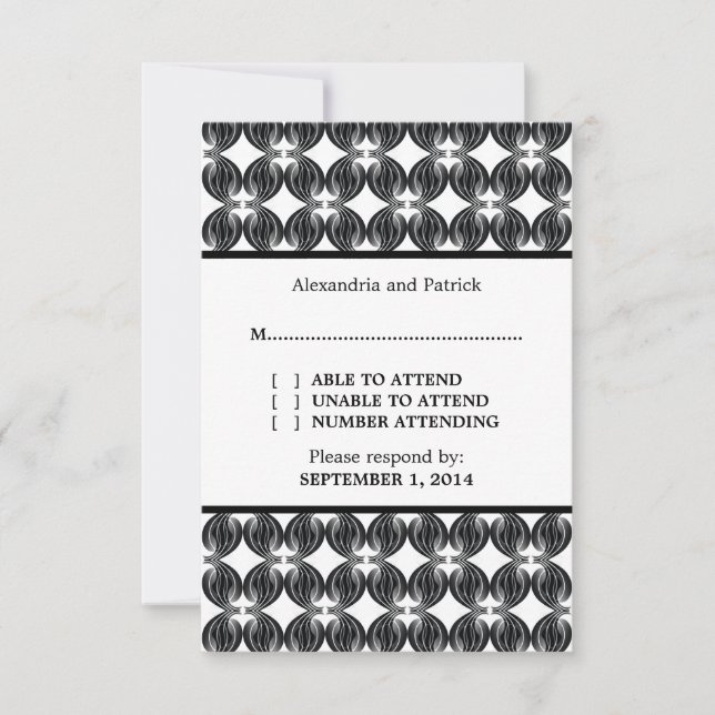 Tarjeta de respuesta de deco moderno negro (Anverso)
