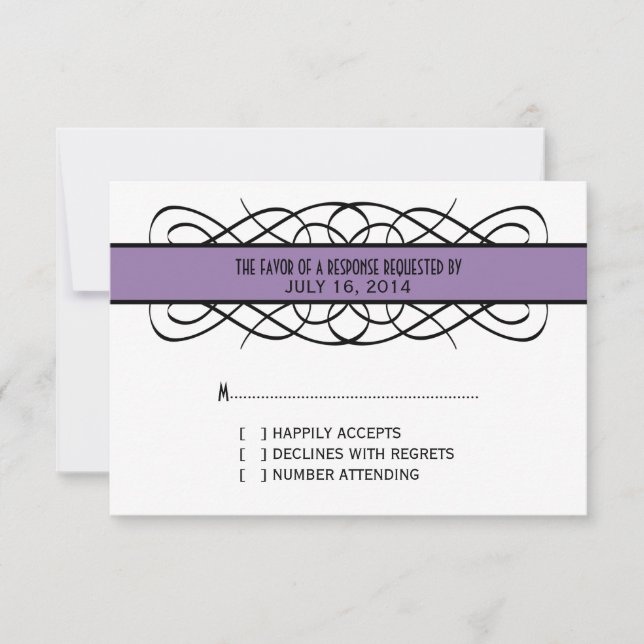 Tarjeta de respuesta de deco morado (Anverso)