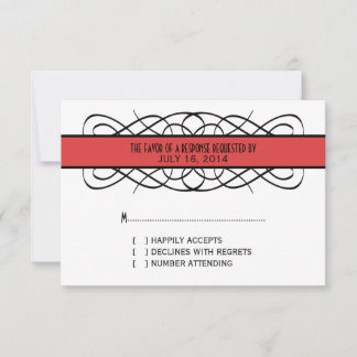 Tarjeta de respuesta de deco rojo floreciente