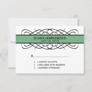Tarjeta de respuesta de deco verde floreciente