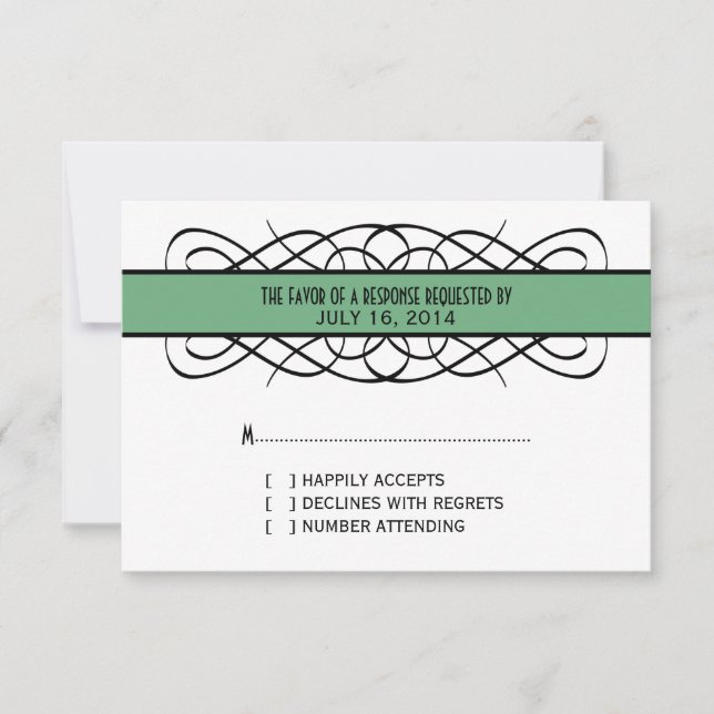 Tarjeta de respuesta de deco verde floreciente (Anverso)