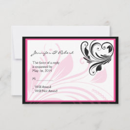 Tarjeta de respuesta de desplazamiento floral rosa