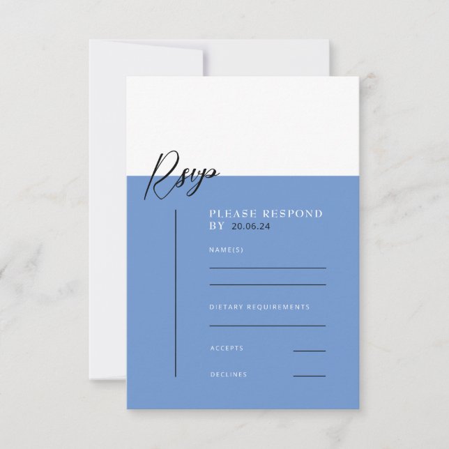 Tarjeta de respuesta de detalles Minimalistas azul (Anverso)