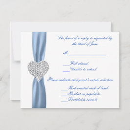 Tarjeta de respuesta de Diamond Heart Blue Boda
