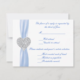 Tarjeta de respuesta de Diamond Heart Blue Boda