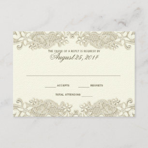 Tarjeta de respuesta de diseño de encaje floral de