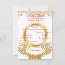 Tarjeta de respuesta de diseño dorado elegante en