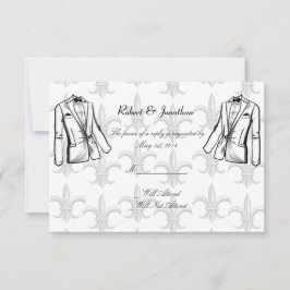 Tarjeta de respuesta de dos Bodas gays Tuxedo Groo