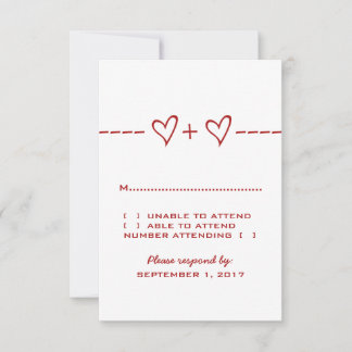 Tarjeta de respuesta de ecuación de corazón rojo