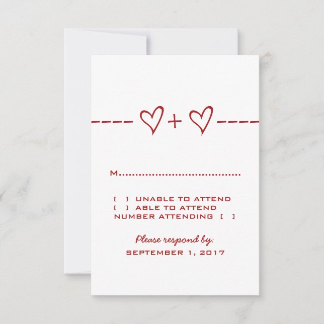 Tarjeta de respuesta de ecuación de corazón rojo (Anverso)