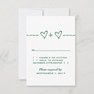 Tarjeta de respuesta de ecuación de corazón verde