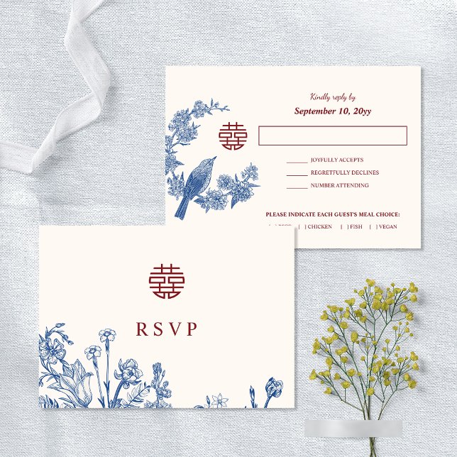 tarjeta de respuesta de elección de comida para bo (MaMagpie Chinese Wedding Food Choice RSVP card)