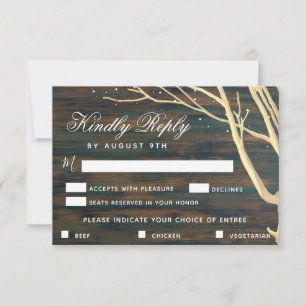 Tarjeta de respuesta de elección de menú de boda d
