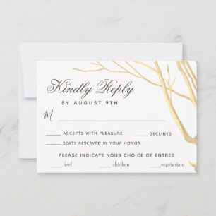 Tarjeta de respuesta de elección de menú de boda d
