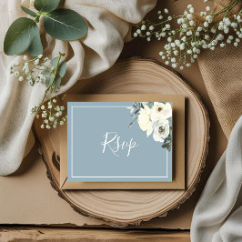 Tarjeta de respuesta de elegante azul polvoriento