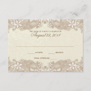 Tarjeta de respuesta de encaje floral victoriana