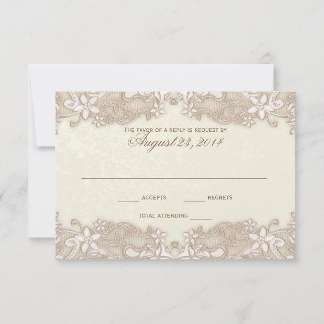 Tarjeta de respuesta de encaje floral victoriana (Anverso)