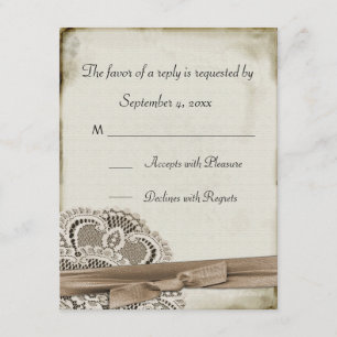 Tarjeta de respuesta de encaje Melinda Vintage