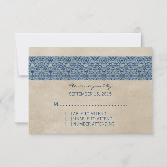 Tarjeta de respuesta de encaje ruso azul (Anverso)
