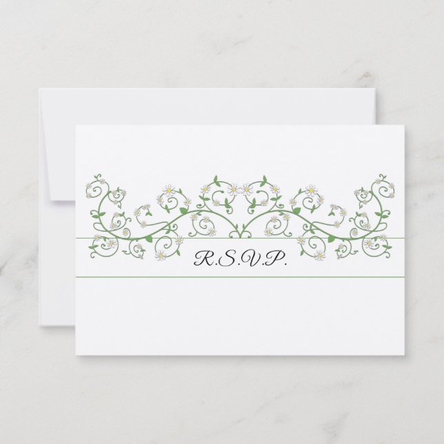 Tarjeta de respuesta de enredadera de flor blanca (Reverso)