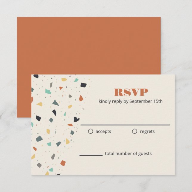 Tarjeta de respuesta de estilo moderno con confeti (Anverso / Reverso)