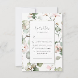 Tarjeta de respuesta de Eucalyptus Watercolor Boda