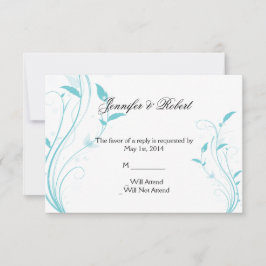 Tarjeta de respuesta de filigrana Aqua Blue Floral