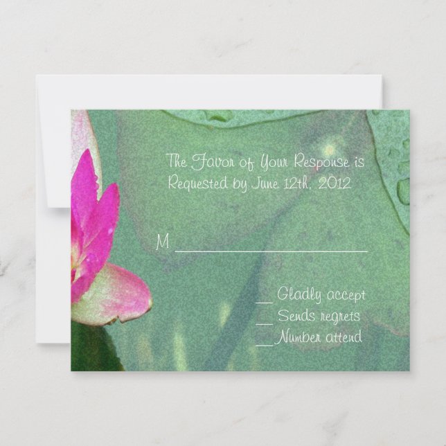 tarjeta de respuesta de flor de lirio de agua rosa (Anverso)