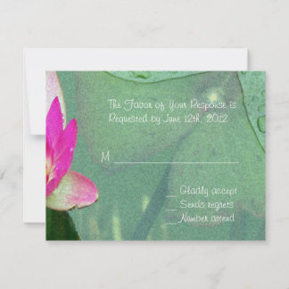 tarjeta de respuesta de flor de lirio de agua rosa